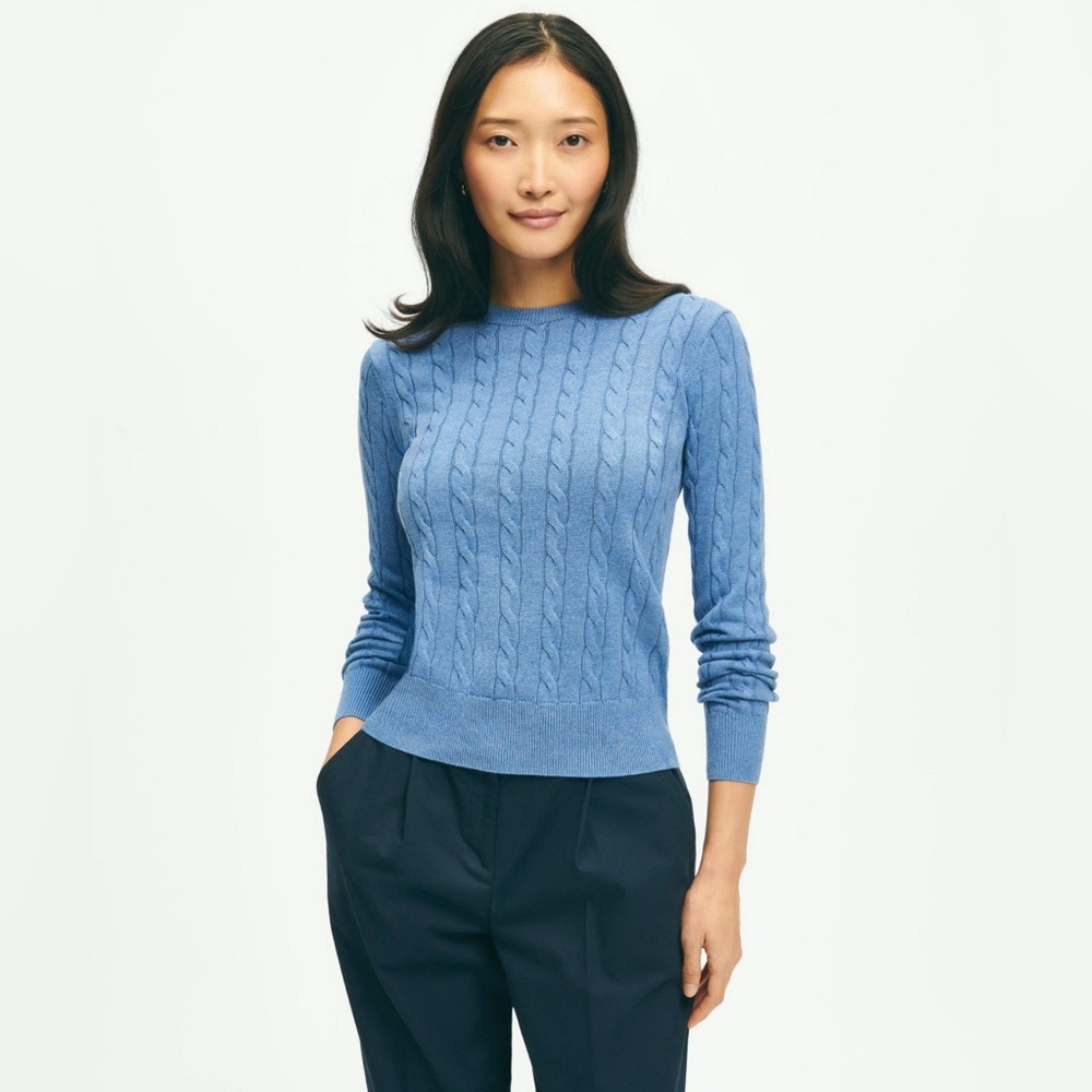 ✨ BROOKS BROTHERS ✨ Supima Cotton Cable Crewneck Sweater